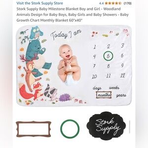 Stork Supply Baby Milestone Blanket - Woodland Animals Design